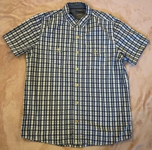 ‘FAT FACE’ MEN’S NAVY CHECK SMART/ CASUAL SHORT SLEEVED SHIRT L - Picture 1 of 4
