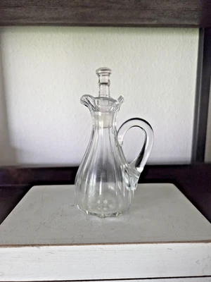 Antigua jarra de vidrio transparente Higbee EAPG de la década de 1880 con tapón patentado victoriano de 5" Foto 1 de 4