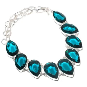 Apatite Gemstone Necklace Adjustable Chain Pear Shape Unique Jewelry 18" AB 1040 - Picture 1 of 9