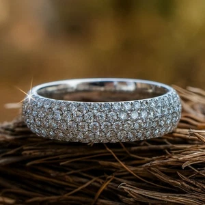 5 MM 1.20Ct Round Cut Lab-Grown Diamond Full Eternity Ring Platinum - DE/VVS - Picture 1 of 15