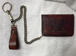 Vintage Honda Goldwing Motorrad Leder Geldbörse mit Kette - Bild 1 von 21