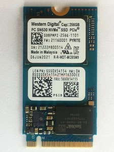 Western Digital PC SN530 SDBPMPZ-256G-1101 256GB 2242 NVMe PCIe 3.0 x 4 SSD - Afbeelding 1 van 3