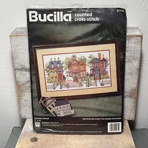 VTG 1995 Bucilla Counted Cross-Stitch Diamond Avenue 18"X10" Kit 41175 New - Picture 1 of 24