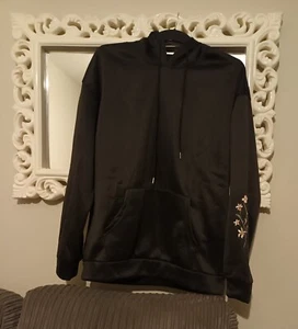 Neuer schwarzer Damen Hoody mit Taschen Größe XXL mit Blumenmuster - Bild 1 von 4