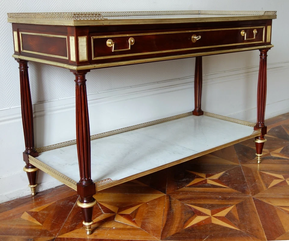 Console en acajou - époque Louis XVI - estampillée Grevenich - Photo 1/4