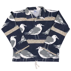 RARE VTG Michigan Rag Co. Seagull Print Canvas Shirt Men's S/M ~ Marüshka 80s - Picture 1 of 6
