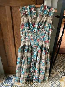 Vestido Vintage Vicky Johnson Londres Azul Rojo Patrón Forrado Crepé Sensación Mediano - Imagen 1 de 6