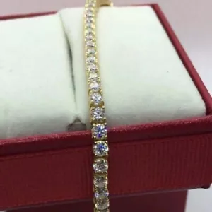 Certified Tennis Bracelet For Women's 10K Yellow Gold 5Ct Lab Grown/CVD Diamond - Picture 1 of 14