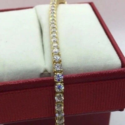 Certified Tennis Bracelet For Women's 10K Yellow Gold 5Ct Lab Grown/CVD Diamond - Image 1 of 4