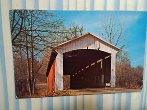 cartolina fotografica vintage parke county rocky fork bridge mansfield indiana - Foto 1 di 10