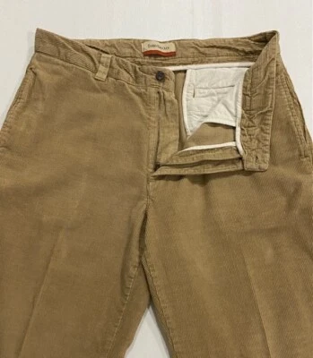 Men's 32x28.5 Barry Bricken Pants Corduroy Tan Zipper Fly Flat Front EUC Foto 1 de 4