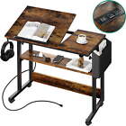 Portable Laptop Table with Charging Station, Height Adjustable Standing Rolling
