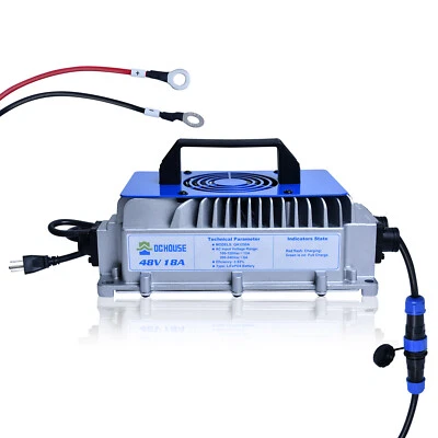 DC HOUSE 48V 18A LiFePO4 Lithium Battery Charger for Golf carts Quick Charge