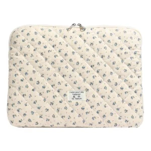 Cute Quilted Laptop Sleeve 13-15 Inch Flower Puffy Printing Computer Bag - Picture 1 of 6