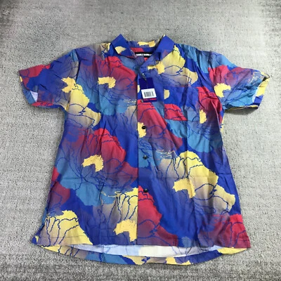 Double Rainbow Shirt Mens Medium Button Up Party Cocktail Fast Hawaiian Camp M - Image 1 of 4