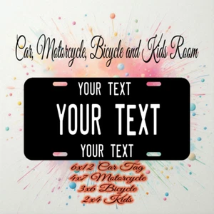Personalized State License Plate Custom Black & White 4 Sizes Available - Picture 1 of 2