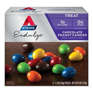 Atkins Endulge Treat, Chocolate Peanut Candies, Keto Friendly, 5 Ct New - Picture 1 of 7