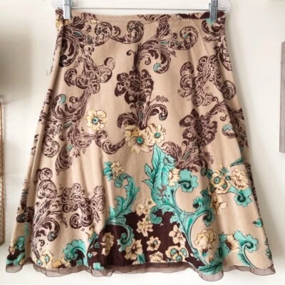 Falda Anthropologie Snak Y2K Terciopelo Floral Adornada Boho Línea A Talla 8 Foto 1 de 4