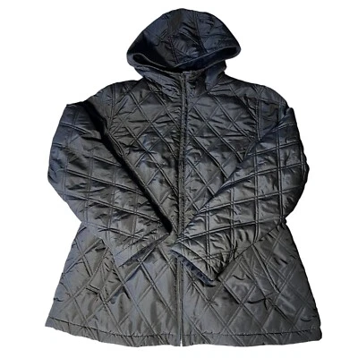 Weatherproof Quilted Jacket Hoodie Womens Size Large Black Cozy Warm Minimalist - Image 1 of 4