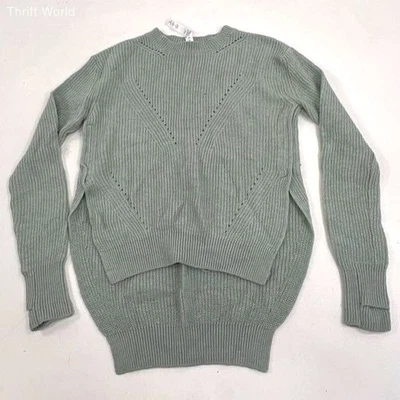 Lululemon Women's Gray-Green Sit in Lotus Merino Wool Ribbed Sweater Size 2 - Image 1 of 4