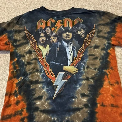 Vintage Y2K ACDC AC/DC Highway To Hell Tie Dye T-Shirt Fits M, size tag cut - Image 1 of 4