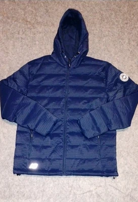 New Balance Puffer Mens M Hooded Water/ Wind Resistan Quilted Jacket Blue 574 - Image 1 of 4