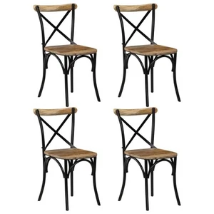 Dining Chairs Cross Back Chair for Home Kitchen Black Solid Wood Mango vidaXL - Picture 1 of 45