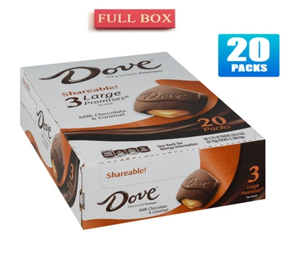 Caja Completa 20x Paquetes Dove PROMISES Chocolate con Leche y Caramelo, 3 Por Paquete - 2.75oz Foto 1 de 4