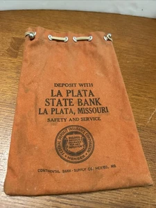 Vintage La Plata STATE BANK-La Plata MO Canvas TUCH Kordelzug Tasche - Bild 1 von 5
