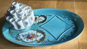ANTIQUE HAND PAINTED PORCELAIN CIGARETTE HOLDER, ASHTRAY - BRADLEY EXCLUSIVES -J - Picture 1 of 7