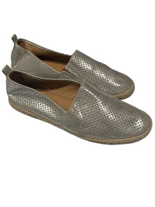 Brash Shoes Pewter Silver Perforated Slip On Espadrille Women Size 8 - Picture 1 of 5