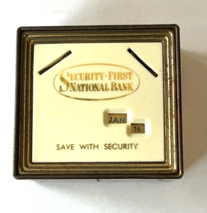Security First National Bank No Key Metal & Plastic Safe Coin Still Bank Vintage - Picture 1 of 11