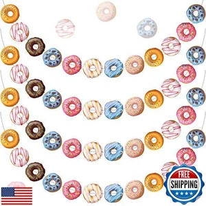 Chinco 4 Pcs Donut Birthday Party Banners Donut Supplies Decorations Doughnut - Picture 1 of 5