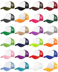 Gorra de béisbol Falari de malla de 5 paneles sombrero de camionero diseño liso estructurado algodón - Imagen 1 de 36