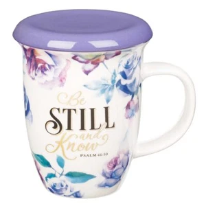 Coffee or Tea Mug with Lid or Coaster Be Still and Know – Psalm 46:10 Bible - Picture 1 of 4