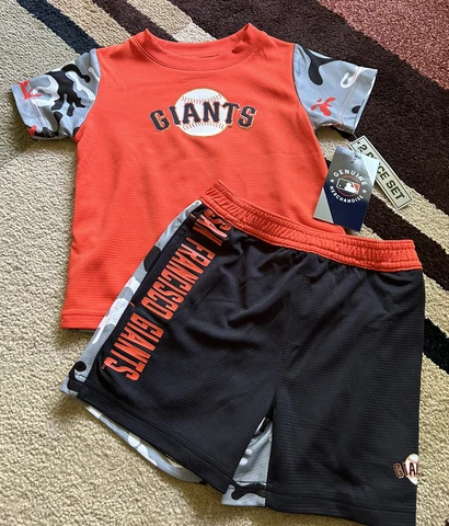 San Francisco Giants Orange/Black CAMO Shirt & Shorts Set, Size 2T NWT Cover
