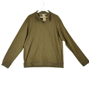 DULUTH Loophole 1/4 Button Mock Sweater Men Size L Heather Green Pullover NEW - Picture 1 of 8