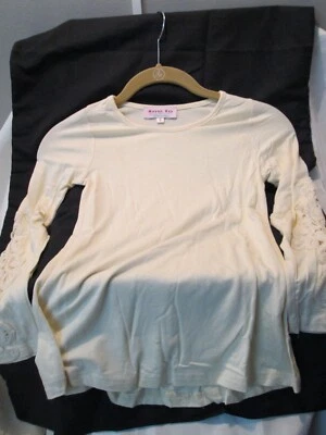 IVORY LONG SLEEVE LACE EMBELLISHED GIRLS TOP SIZE 6 MAYAH KAY - Image 1 of 4