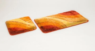 2 Teiliges Badematten Set, Badteppich, Badvorleger  "Wave", terra - Bild 1 von 3