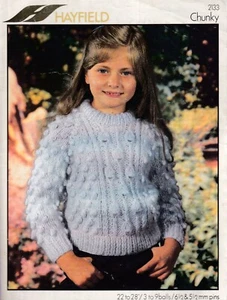 Hayfield 2133 Original Children's Knitting Pattern Chunky Sweater - Picture 1 of 1