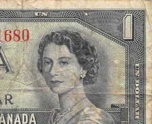Canada $1 1954 Plate # 25 Series O/A Devil's Face Circulated Banknote N#17 - Picture 1 of 3