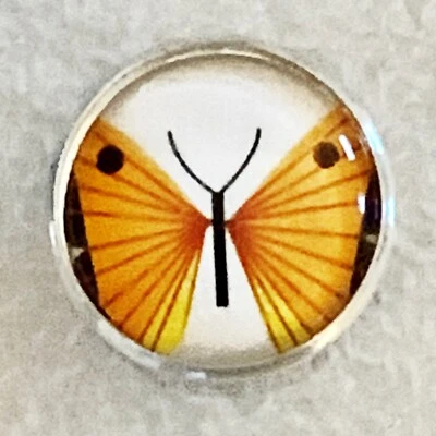 Botón de costura de vidrio Charley Harper amarillo polilla mariposa insecto 1" CP327 Foto 1 de 2