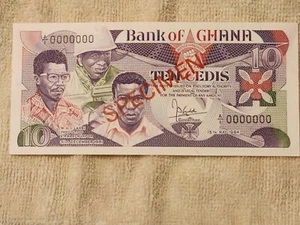 Ghana - 10 Cedis 15.5.1984  SPECIMEN P#23a RARE  UNC - Picture 1 of 7