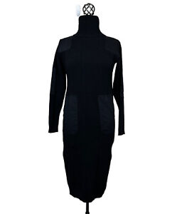 LF Markey Theodore Knit Womens Black Turtleneck Sweater Dress Angora Wool Sz 0