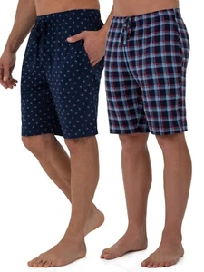 Fruit of the Loom Sleep Lounge Shorts Beyond Soft Knit 2 Pack Blue Men's M-5XL - Picture 1 of 6