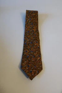 Mens Valentino Brown, Blue Floral Tie - Picture 1 of 4