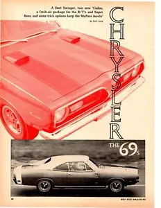 1969 CHRYSLER ~ ORIGINALE 3 PAGINE ANTEPRIMA AUTO NUOVA ARTICOLO / ANNUNCIO - Foto 1 di 1