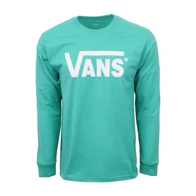 VANS MENS TEAL LOGO T SHIRT HEAVY WEIGHT TEE LONG SLEEVES - Image 1 of 2