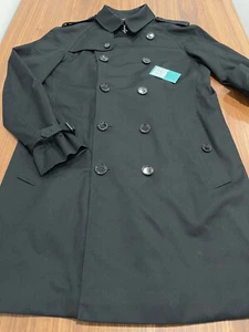 MEN'S BURBERRY TRENCH COAT PEACOAT JACKET BLACK CHECK LINING WHITE GREY BELT 54 - Picture 1 of 18