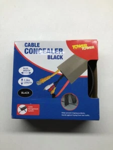 Corrector de cable torre negro o ordenado para piso, 1,8 m de largo, ayuda a prevenir tropiezos. - Imagen 1 de 3